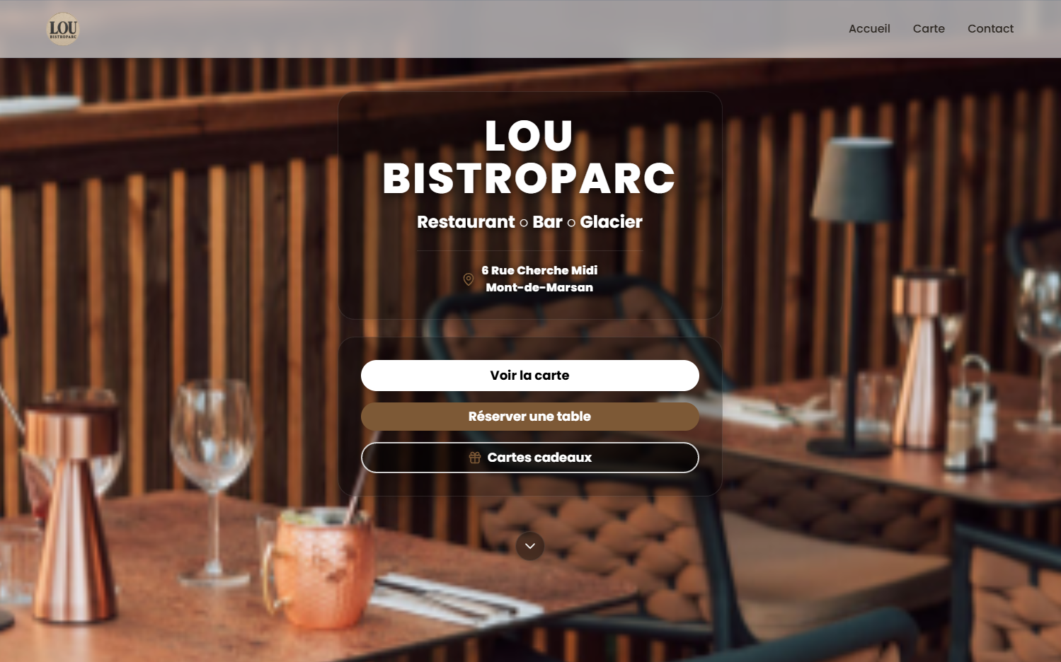 Aperçu du site loubistroparc.fr : accueil du restaurant Lou Bistroparc